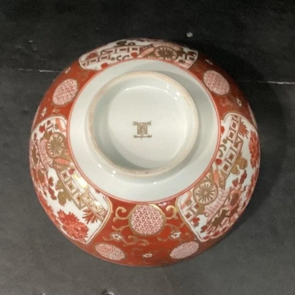 Imari Japan Vegetable Bowl, Vintage Hand Painted Floral & Birds, Serving Dish